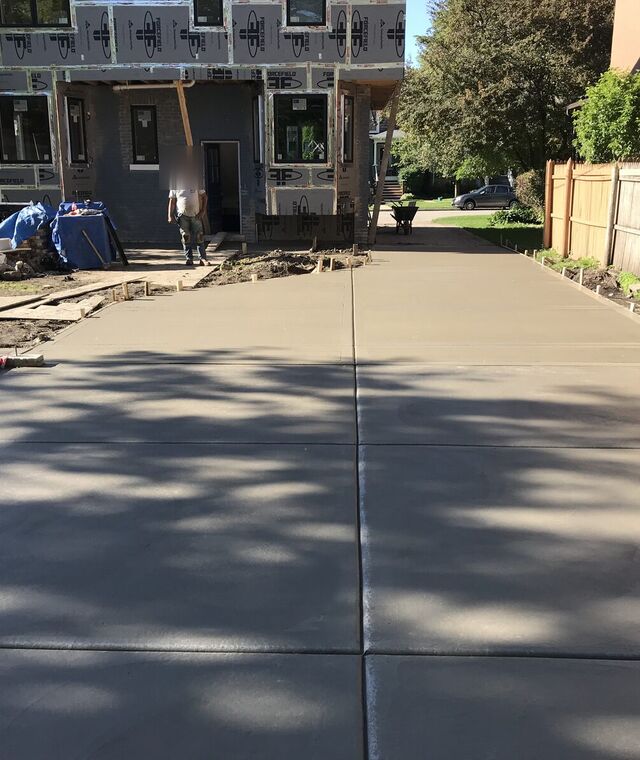 Finished concrete driveway