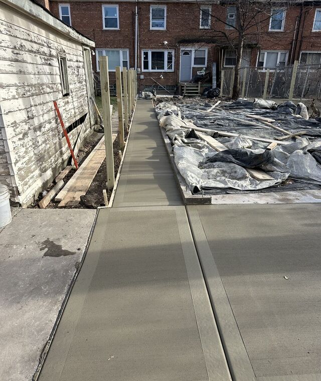 Finished concrete walkway