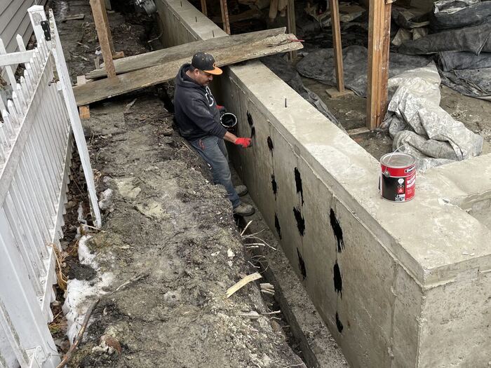 Foundation wall from the side yard