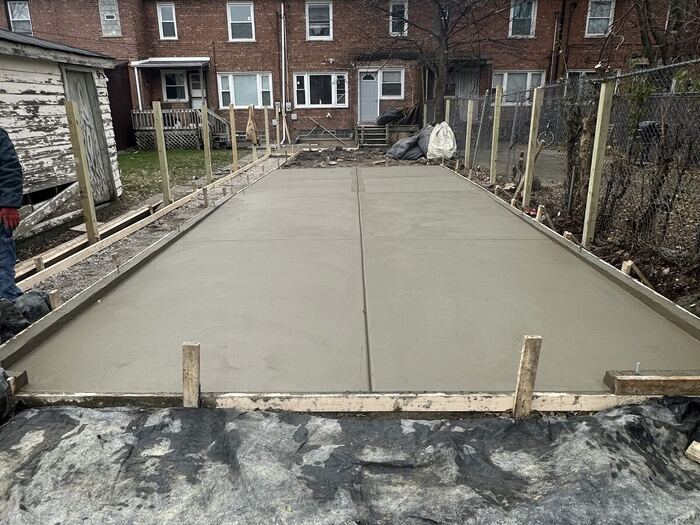 Finished backyard patio slab