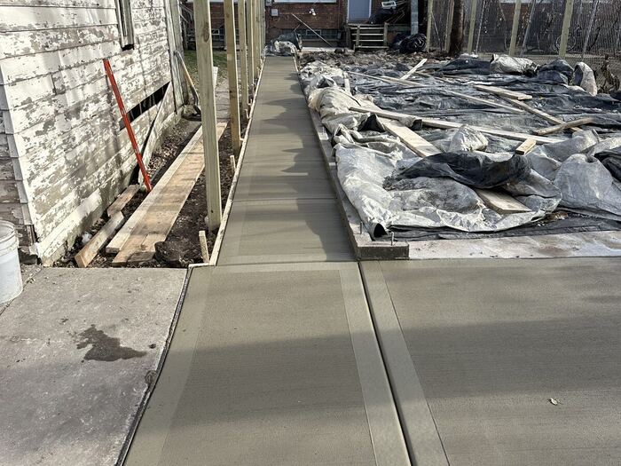 New walkway alongside the building